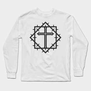 The cross of Jesus Christ framed with a crown of thorns Long Sleeve T-Shirt